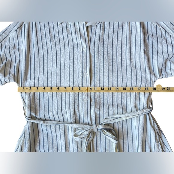 Max Studio London Striped Shirt Button Down Dress Belted Midi – Size Medium - Picture 9 of 11